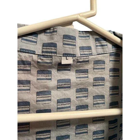 Rodan + and Fields 2 Piece Pajama Set PJ All Over Print Logo Promo Blue Large - Picture 5 of 7